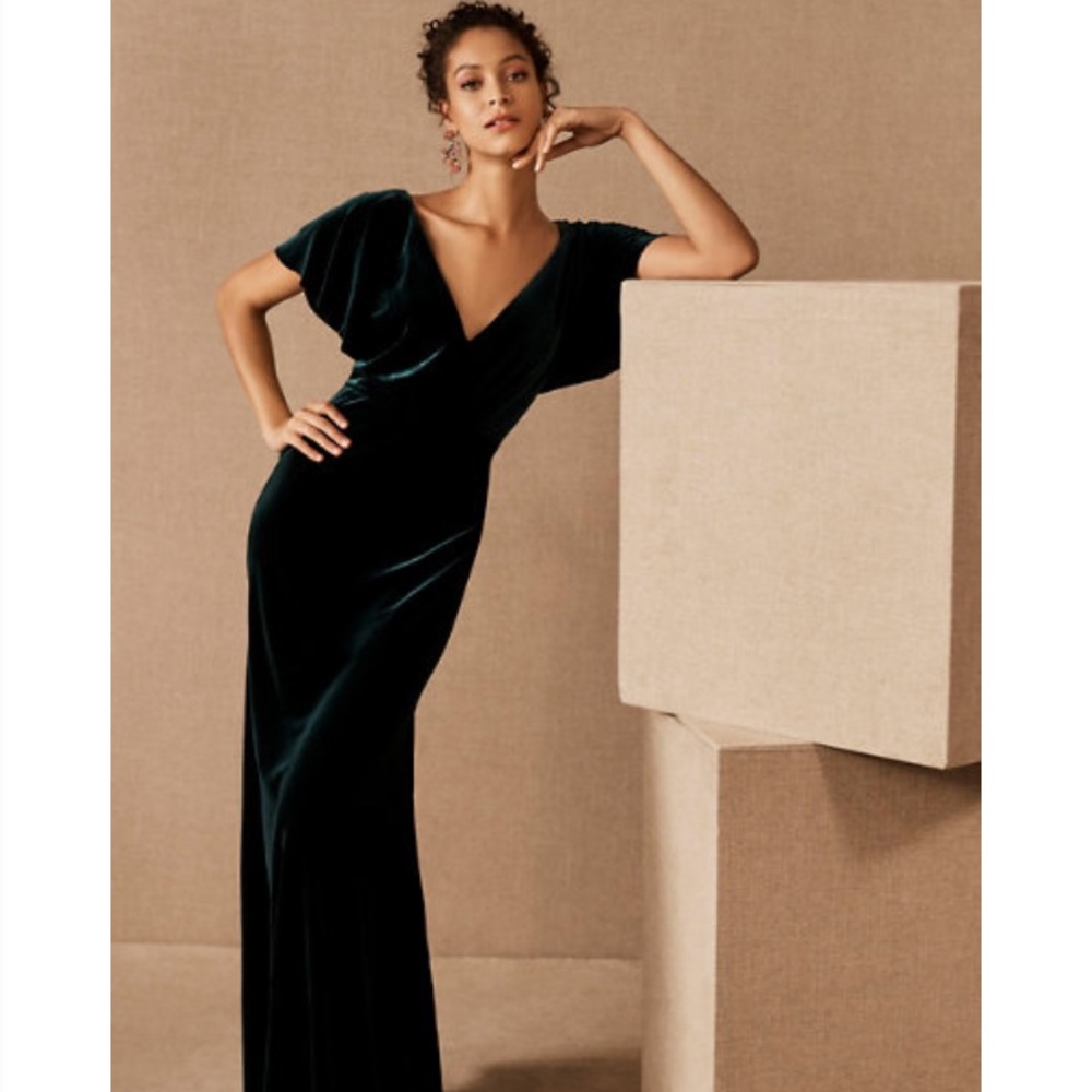 BHLDN Jenny Yoo emerald green bridesmaid dress. Like new, Size 8.